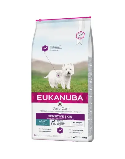 EUKANUBA Daily Care Adult Sensitive Skin All Breeds hrana uscata caini adulti 12 kg