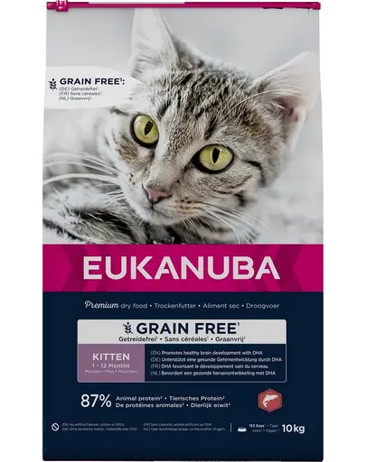 EUKANUBA Grain Free Kitten 10 kg Sac hrana uscata pisoi, cu somon