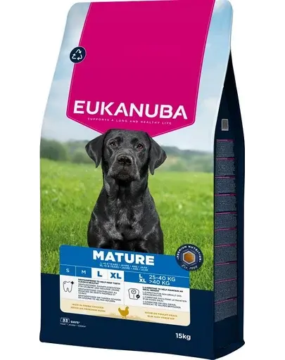 EUKANUBA Mature Large Breeds Chicken 15 kg hrană câini maturi rase mari bogat în pui proaspăt