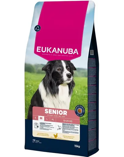 EUKANUBA Senior Medium Breeds Chicken 15 kg hrană câine senior rasă medie, bogată în pui proaspăt