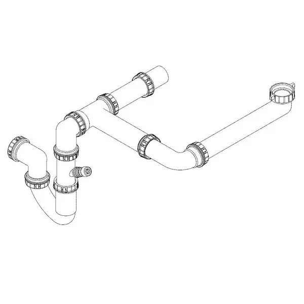 Evacuare chiuveta bucatarie Grohe 42619000, ABS, chiveta 2 cuve, conexiune masina vase, Alb