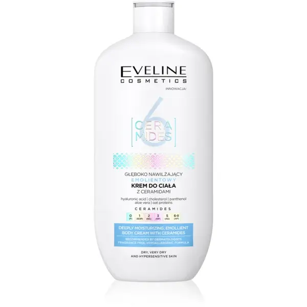 Eveline Cosmetics 6 Ceramides crema de corp hidratanta pentru pielea uscata sau foarte uscata fără parfum 350 ml
