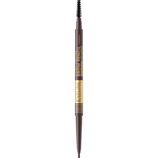 Eveline Cosmetics Micro Precise creion pentru sprâncene rezistent la apă perie 2 in 1 culoare 03 Dark Brown 4 g