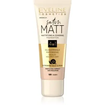 Eveline Cosmetics Satin Matt machiaj cu efect matifiant extract de melc
