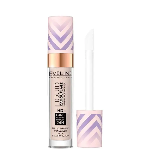 Eveline Liquid Camouflage Waterproof Full Coverage Concealer with Hyaluronic Acid 7.5ml - 02 Light Vanilla