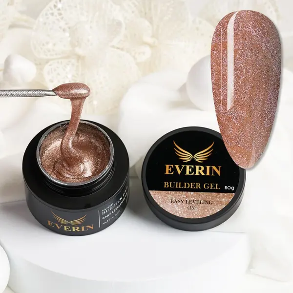 Everin Builder Gel Easy Leveling 15 – Gel Construcție Autonivelant 50g (Golden Bronze Shimmer)