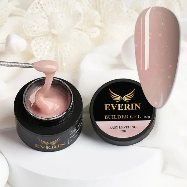 Everin Builder Gel Easy Leveling 20 – Gel Construcție Autonivelant 50g (Pink Crystal Nude)