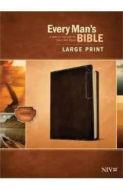 Every Man's Bible Niv, Large Print, Deluxe Explorer Edition (Leatherlike, Rustic Brown) - Stephen Arterburn