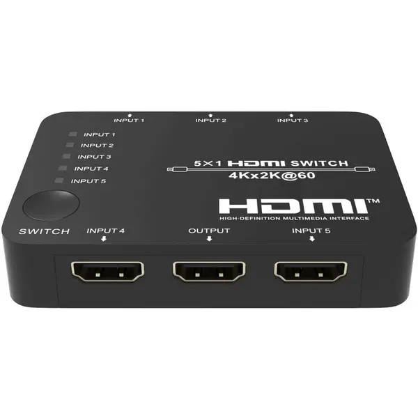 EVOCONNECT Switch HDMI EVOCONNECT, 5 intrari, 1 iesire, 4K@60Hz, HDMI 2.0b, HDCP 2.2