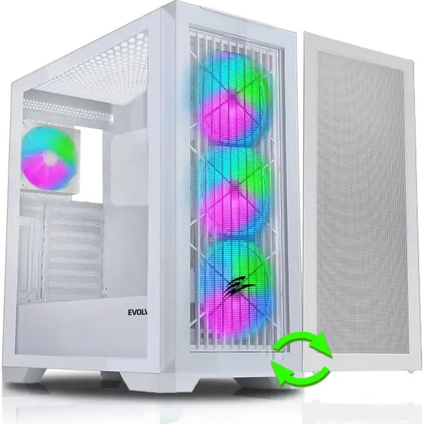 Evolveo Carcasa PC Evolveo Ptero Q2W+ ARGB, Mid Tower, ATX, Alb