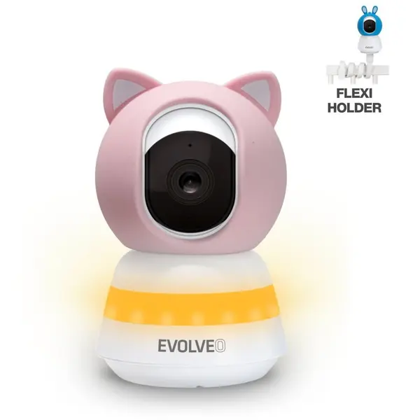Evolveo Monitor pentru copii EVOLVEO Baby Monitor LUX – Smart 360°, Monitor video inteligent pentru copii cu Night Vision, Miscare, plans, temperatura, umiditate, roz