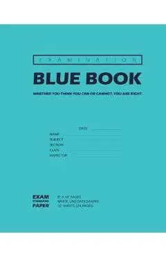Examination Blue Book, Wide Ruled, 12 Sheets (24 Pages), Blank Lined, Write-in Booklet (Royal Blue) - Inc