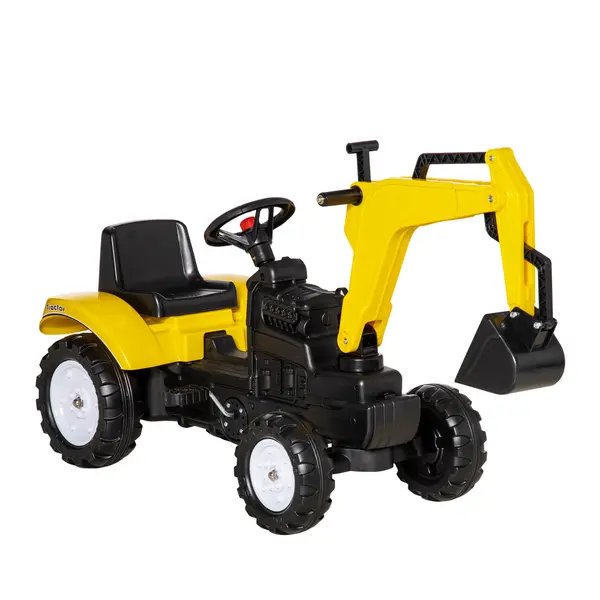 Excavator de jucarie HOMCOM Cu pedala Vehicul de constructie, cu claxon | Aosom Romania