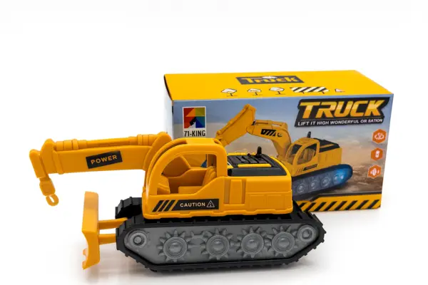Excavator Jucarie 16x10 cm cu Baterii - Lumini, Sunete si Miscare, Utilaj Constructii pentru Copii