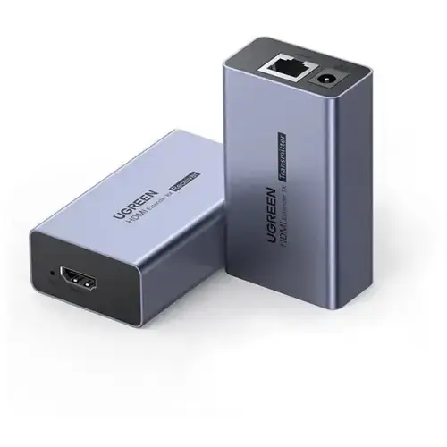 Extender Video Ugreen CM455, necesita cablu UTP Cat5e/6 max 50m, suporta HDMI 1.3, rez. maxima 1080P/60Hz, contine 1 transmitter si 1 receiver, metalic, Gri
