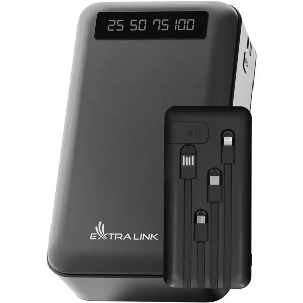 EXTRALINK Baterie externa Extralink EPB-084, 4 cabluri conectare, 20000mAh, microUSB, ABS, Display LED, LiPo, Negru