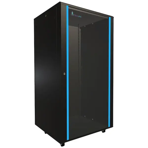 EXTRALINK Dulap rack, Extralink, 32U, 800 x 800, Montare pe perete/pardoseala, Usa sticla, Deschiderea usii in partea stanga/dreapta, Negru