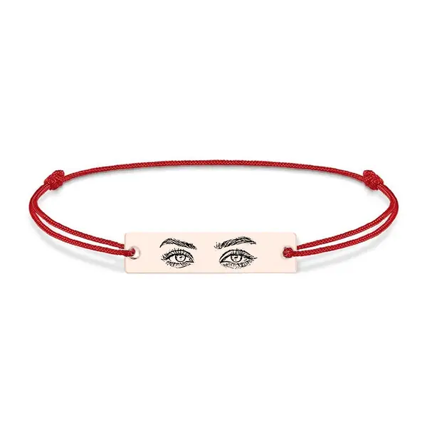 Eyes - Bratara personalizata cu fotografia ochilor si tablita cu snur din argint 925 placat cu aur roz