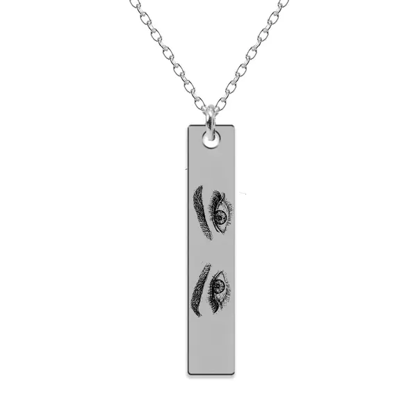Eyes - Colier personalizat cu fotografia ochilor si tablita din argint 925