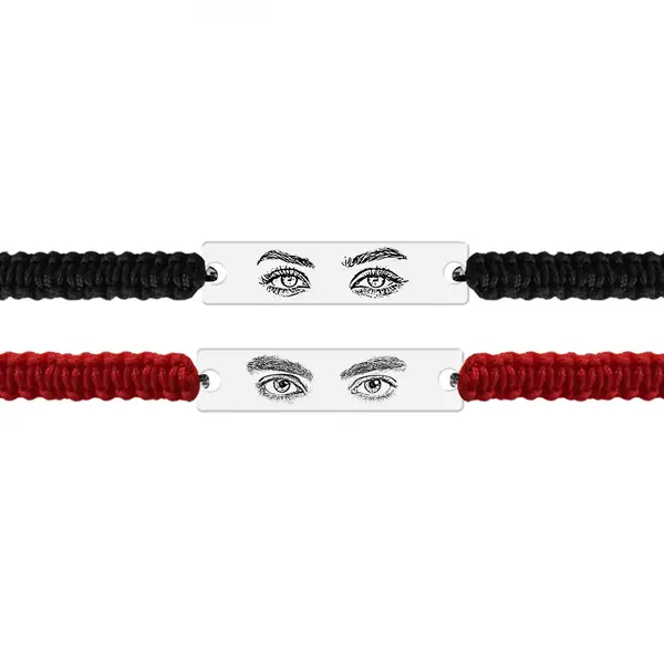 Eyes - Set bratari personalizate cu fotografia ochilor si tablita cu snur impletit din argint 925