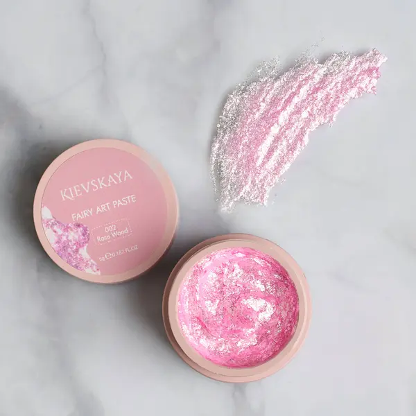Fairy Art Paste Kievskaya 002 – Rose Wood, Gel Pastă Decorativă cu Efect Perlat Roz-Argintiu, 5g