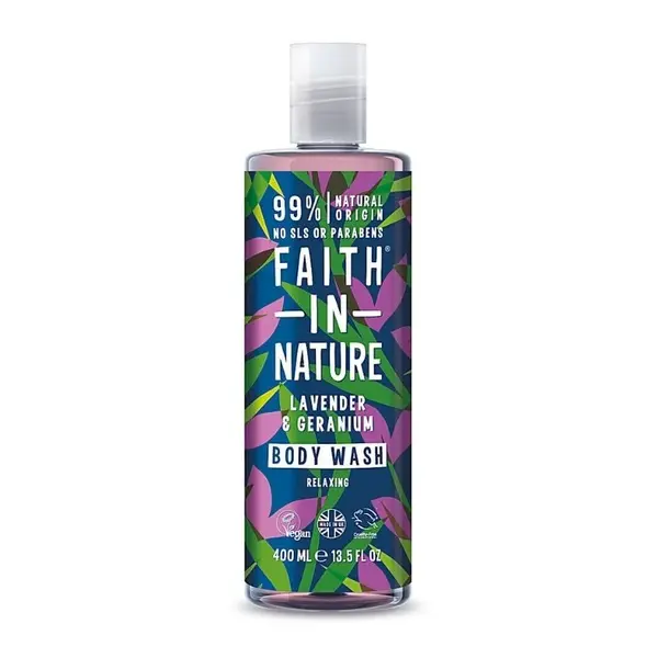 Faith in Nature Gel de dus natural, relaxant cu lavanda si muscata, 400 ml