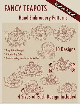 Fancy Teapots Hand Embroidery Patterns, Paperback/Stitchx Embroidery