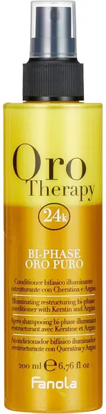 Fanola Oro Therapy balsam bifazic pentru păr Bi-Phase Oro Puro, fără clătire, 200 ml