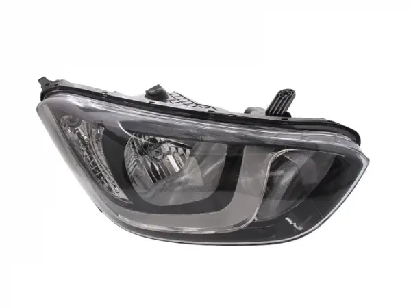Far dreapta (H7, reglaj electric, fundal cromat, Semnalizator argintiu) HYUNDAI I20 2008-2015