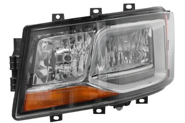 Far stanga (2 H7 H21W LED, electric, cu motor, cu lumina de zi, culoare insert: crom platinat) potrivit SCANIA G II, L, P II, R II, S 06.17-