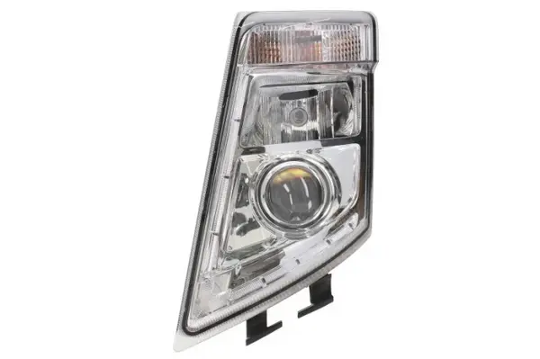 Far stanga (2 H7 LED PY21W, reglaj manual, cu becuri, insertii crom, Semnalizator transparent) VOLVO FH, FH 16, FH II, FM dupa 2005