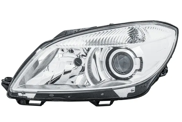 Far stanga (2 H7, reglaj electric, cu motoras,cu iluminare in viraje, fundal cromat) SKODA FABIA, ROOMSTER 2010-2015