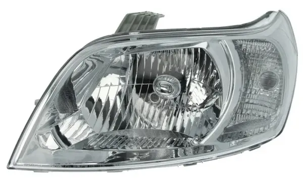 Far stanga (H4, electric, cu motoras, fundal cromat, fundal transparent) CHEVROLET AVEO 2008-2011