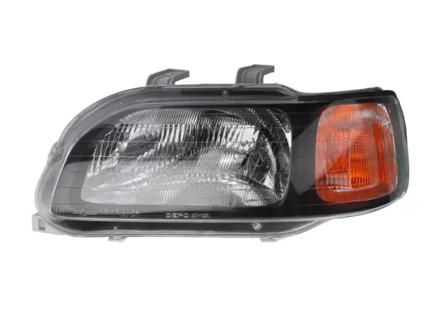 Far Stanga (H4, electric, fara motoras, culoare insert: cromat negru, culoare semnalizator: transparent) potrivit HONDA CIVIC VI -02.01