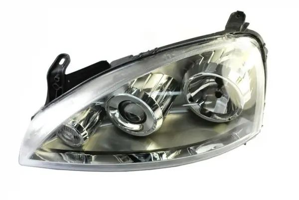 Far stanga (H7, reglaj electric, fundal cromat) OPEL COMBO, CORSA 2003-2010