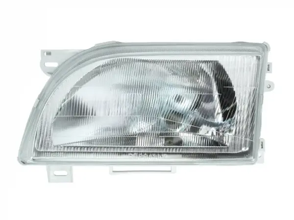 Far Stanga (halogen, H4, manual, mecanic, fara motoras, culoare insert: cromat, culoare semnalizator: transparent) potrivit FORD TRANSIT, TRANSIT TOURNEO 01.91-03.00