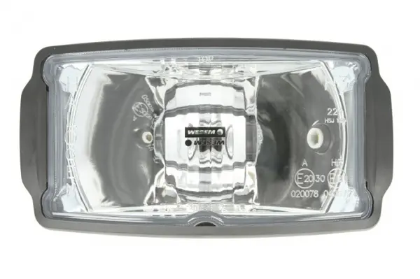 Far universal stanga dreapta (faza lunga, H3 T4W, 12 24V, latime 220mm, inaltime 123mm, alb, plastic, negru, lumini pozitie, lungime cablu: 150mm)