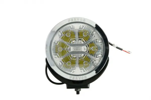 Far universal stanga dreapta (faza lunga, LED, 12 24V, 27W, diametru 180mm, adancime: 67mm, transparent, aluminiu, negru crom, lumini pozitie)