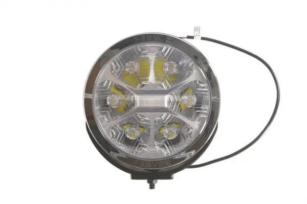 Far universal stanga dreapta (faza lunga, LED, 12 24V, 3; 27W, diametru 220mm, alb, aluminiu, negru, lumini pozitie, lungime cablu: 500mm)