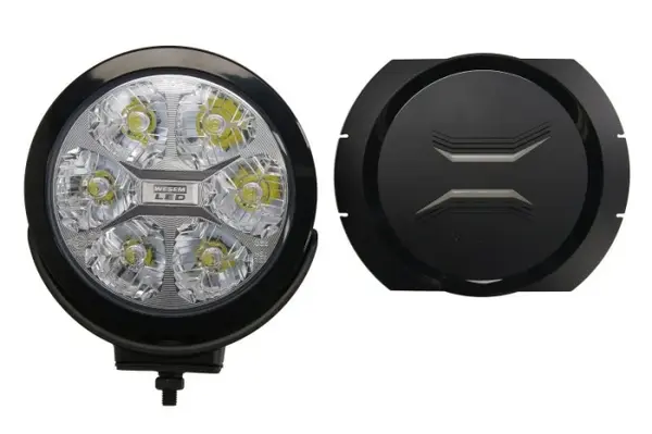 Far universal stanga dreapta (faza lunga, LED, 12 24V, diametru 180mm, adancime: 67mm, transparent, aluminiu, negru, lumini pozitie)