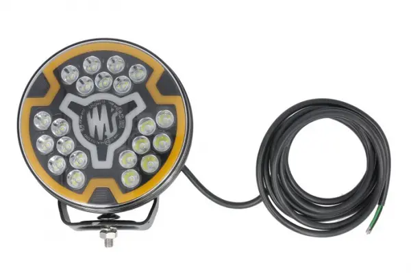 Far universal stanga dreapta (faza lunga, LED, 12 24V, inaltime 194mm, diametru 179mm, adancime: 78mm, transparent, aluminiu, negru, lumini pozitie, lampa de degajare laterala, lungime cablu: 300mm)