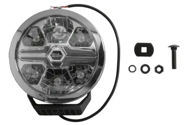 Far universal stanga dreapta (rotund, BLADE, LED, 12 24V, 36W, diametru 181mm, adancime: 96mm, transparent, aluminiu, negru crom, lumini pozitie, lungime cablu: 500mm)