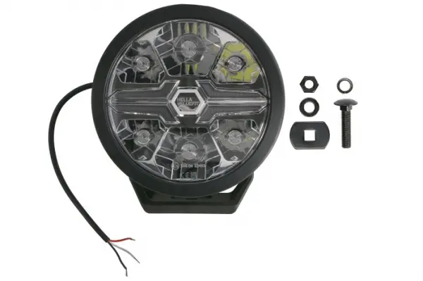 Far universal stanga dreapta (rotund, BLADE, LED, 12 24V, 36W, diametru 181mm, adancime: 96mm, transparent, aluminiu, negru, lumini pozitie, lungime cablu: 500mm)