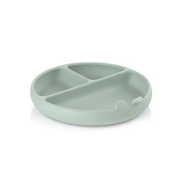 Farfurie BLW, Jane, Din silicon, Cu ventuze, 17 x 17 x 4 cm, BPA Free, Mint