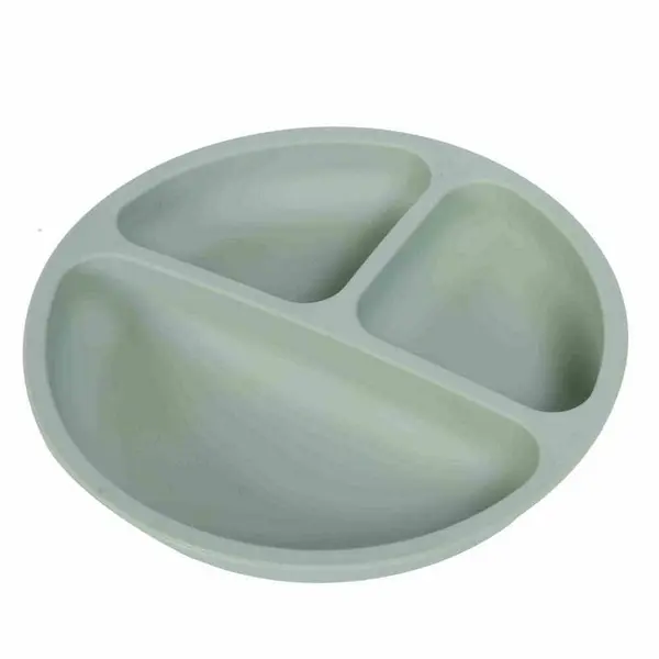 Farfurie compartimentata, Bocioland, Rotunda, Cu 3 compartimente, Silicon, Fara BPA, 6-36 luni, Green