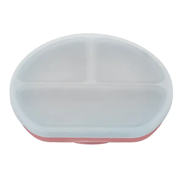 Farfurie din silicon cu capac, 6 luni+, Old Rose, Appekids
