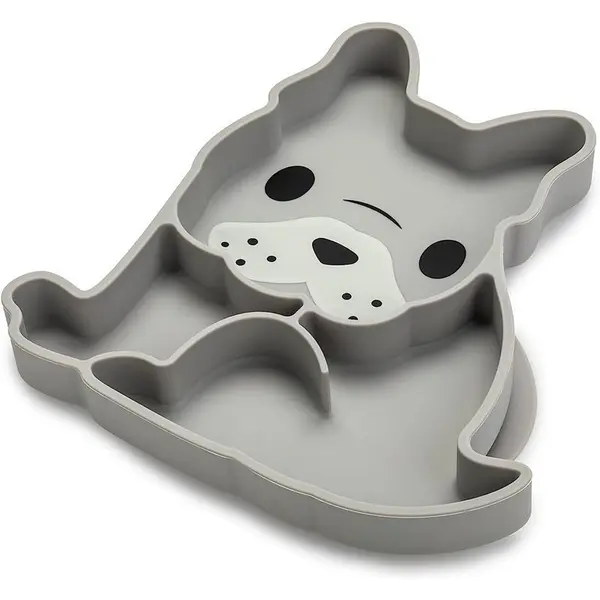 Farfurie din silicon cu vacuum Melii - Buldog, gri