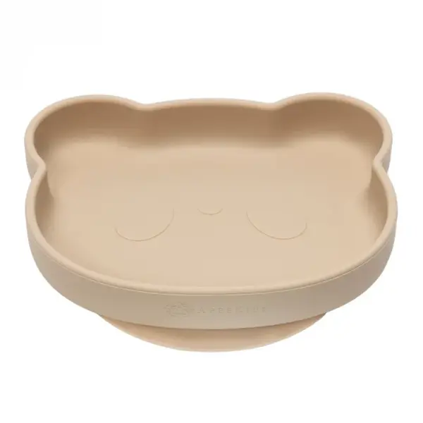 Farfurie din silicon cu ventuza The Little Bear, +6 luni, Bubble Beige, Appekids
