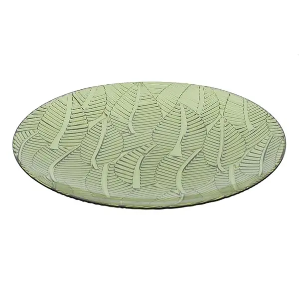 Farfurie pentru servire cu frunze tropicale in relief,plastic,verde,25x2 cm
