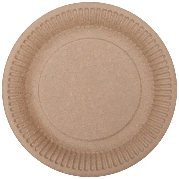 Farfurii Biodegradabile, Compostabile de Carton, Rotunde, Kraft, 18 cm, 12 buc